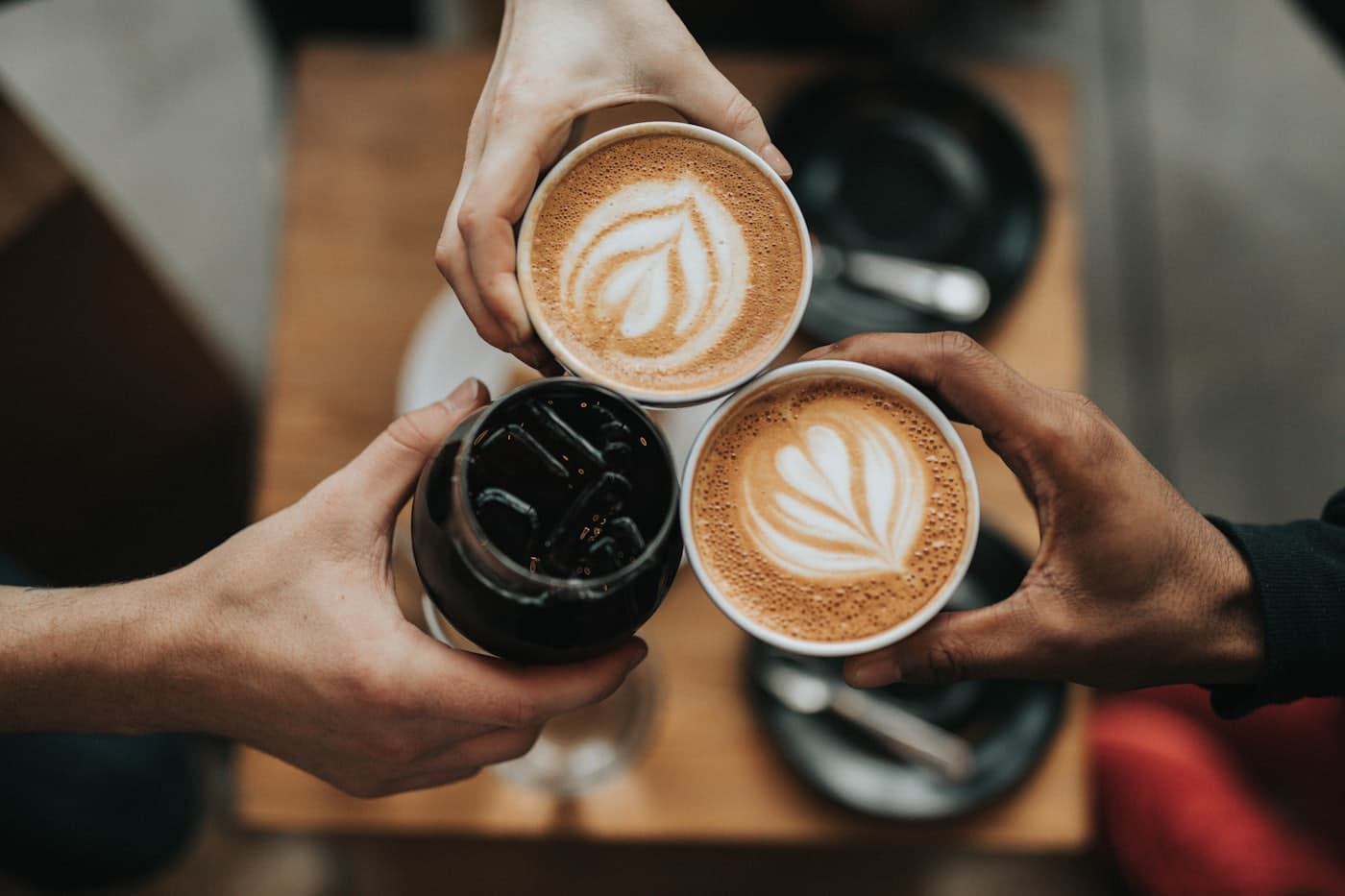 Freshly poured lattes