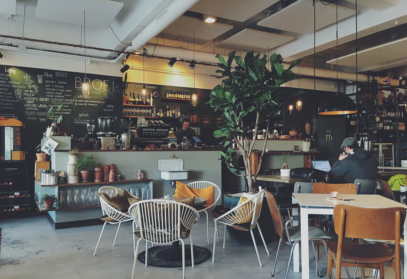 A cozy neighbourhood cafe interior
