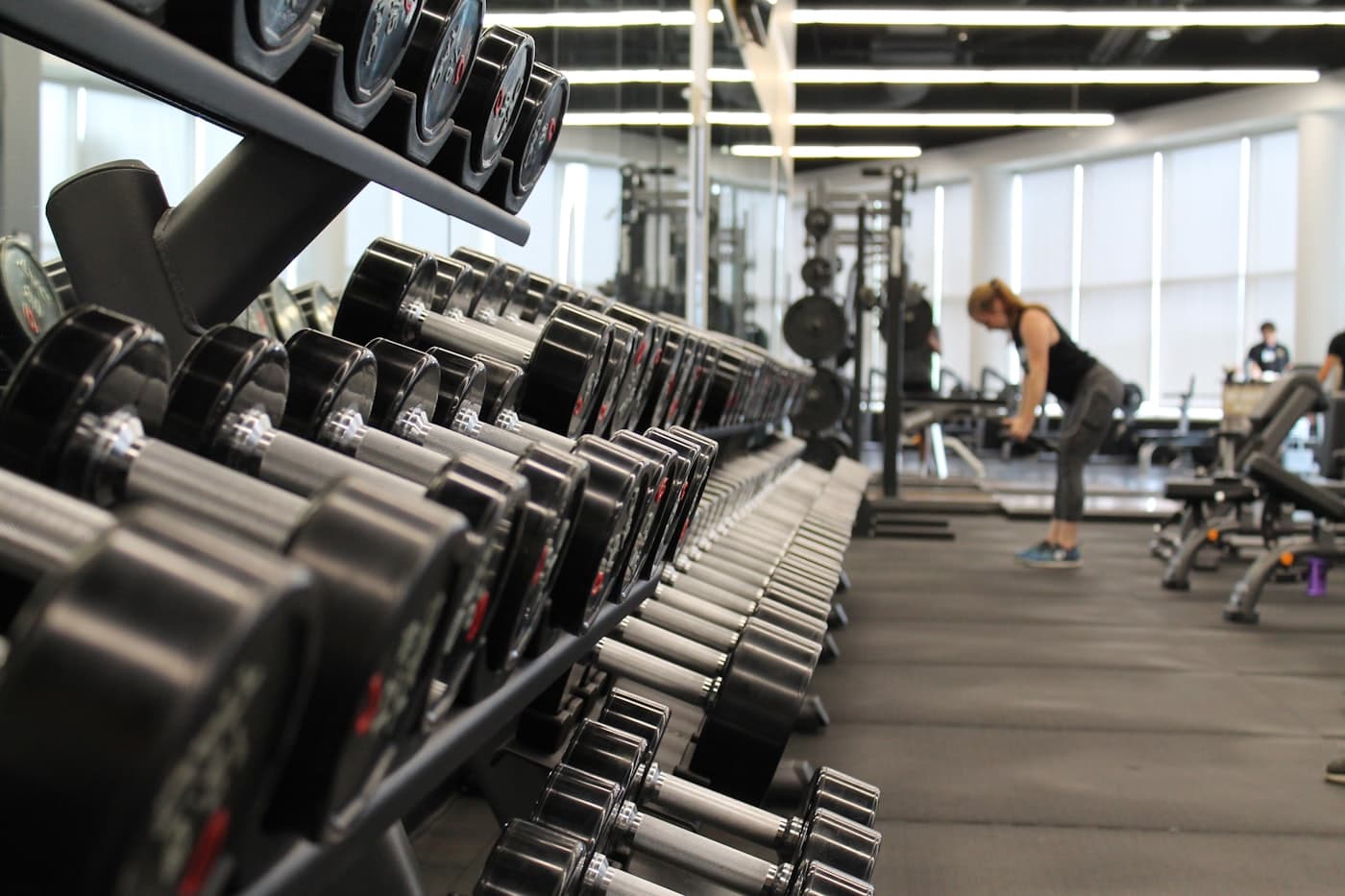 The dumbbell floor of a modern gym