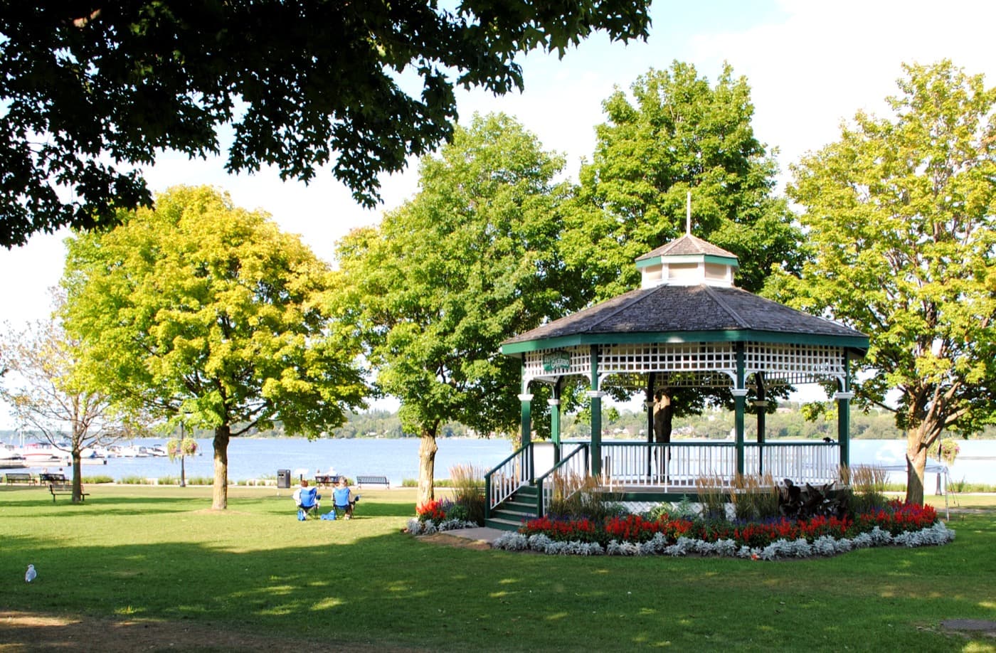 Waterfront bandstand on Lake Scugog in downtown Port Perry, Ontario